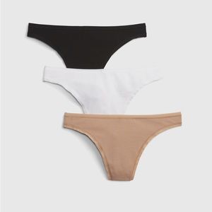 Brand New Gap Organic Stretch Cotton Thong 3 pack Medium Black/White/Beige
